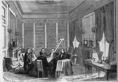 Gobierno del Segundo Imperio: Consejo de Ministros presidido por el Emperador Napoleón III (1808-1873) celebrado en la biblioteca del Palacio de Compiègne de French School