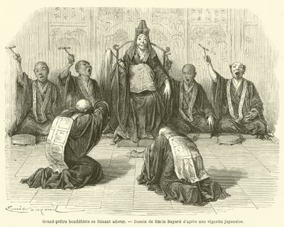 Gran sacerdote budista siendo adorado de French School