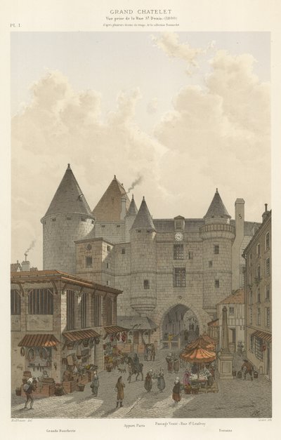 Gran Chatelet, Vista desde la Calle St Denis, 1800 de French School
