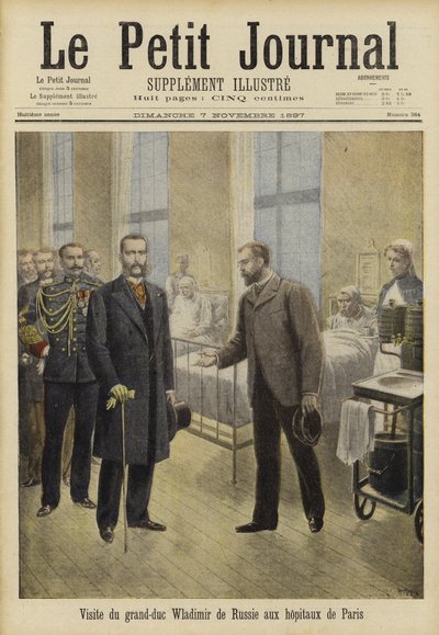 El Gran Duque Vladimir de Rusia visitando hospitales de París, 1897 de French School
