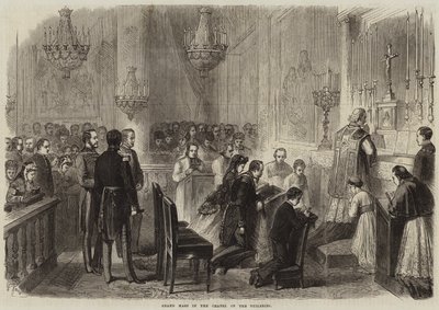 Gran misa en la capilla de las Tullerías (grabado) de French School