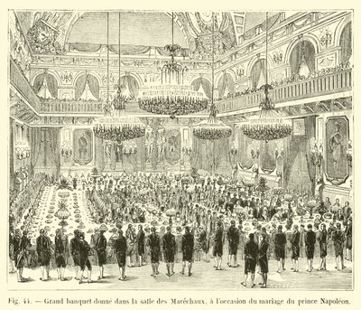 Gran banquete dado en la sala de los Mariscales, con motivo del matrimonio del príncipe Napoleón de French School