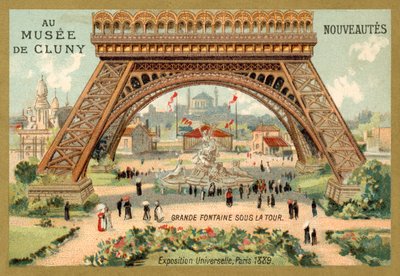 Gran fuente bajo la Torre Eiffel, Exposición Universal, París de French School
