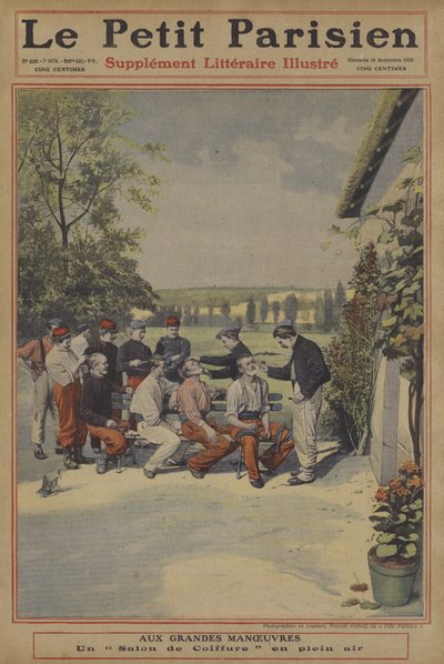 Grandes maniobras del ejército francés: una barbería al aire libre de French School