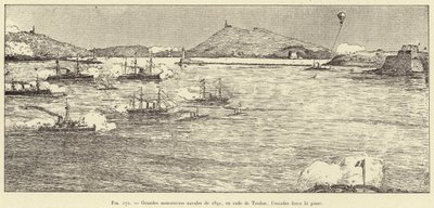 Grandes maniobras navales de 1891, en la rada de Toulon; la escuadra fuerza el paso de French School