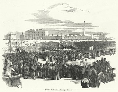 Gran reunión de los cartistas en Kennington Common, Londres de French School