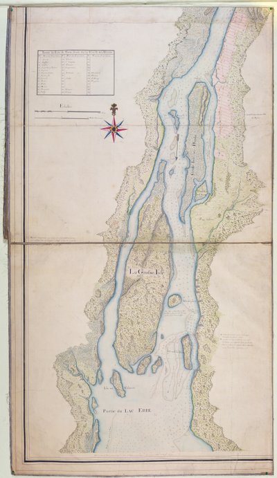 Grosse Isle y parte del Lago Erie, 1796 de French School