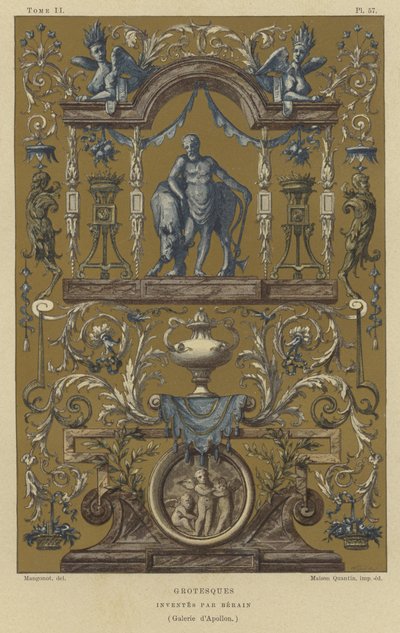 Grotesco diseñado por Jean Berain, siglo XVII o XVIII de French School
