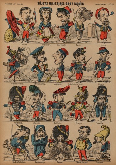 Caricaturas militares grotescas de French School