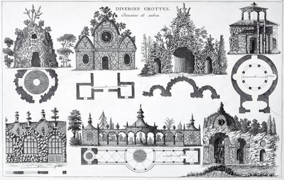 Diseños de grutas de Jardins Anglo-Chinois por George Louis Le Rouge, publicado en 1775-78 de French School