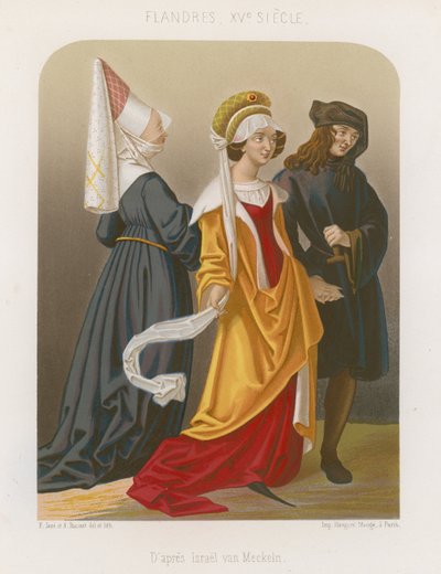 Grupo de personas con modas del siglo XV de French School