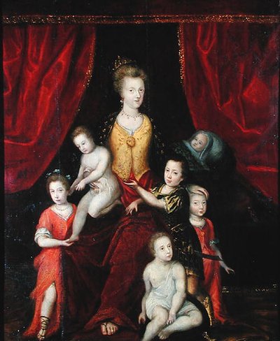 Retrato de grupo, posiblemente de una reina con sus seis hijos, finales del siglo XVI o principios del XVII de French School