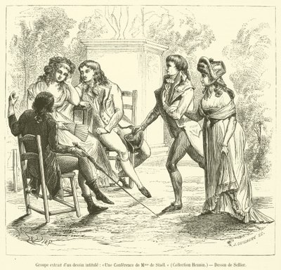 Grupo extraído de un dibujo titulado, Una Conferencia de Madame de Stael, Colección Hennin de French School