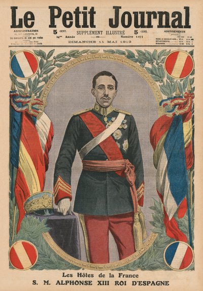 Huéspedes de Francia, S. M. Alfonso XIII, Rey de España, ilustración de portada de 