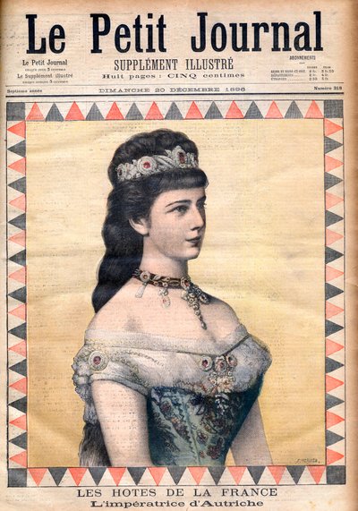 Huéspedes de Francia: La Emperatriz Elisabeth (Sissi), consorte de Francisco José I de Austria en "Le Petit Journal" 20 de diciembre de 1896 (grabado) de French School
