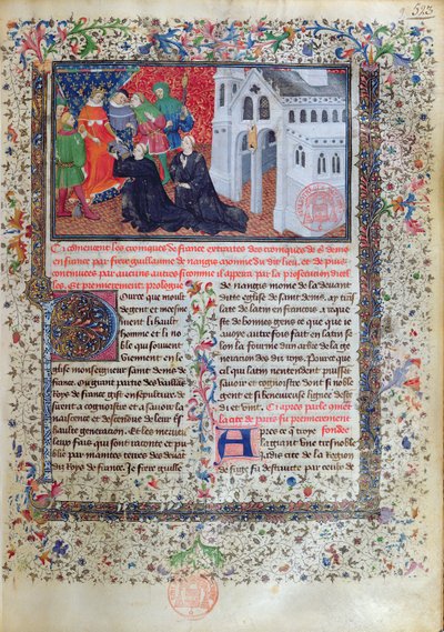 Guillaume de Nangis (d.130003) presenta su libro a Philippe IV (1268-1314) el Hermoso, Rey de Francia de 1285-1314 de French School