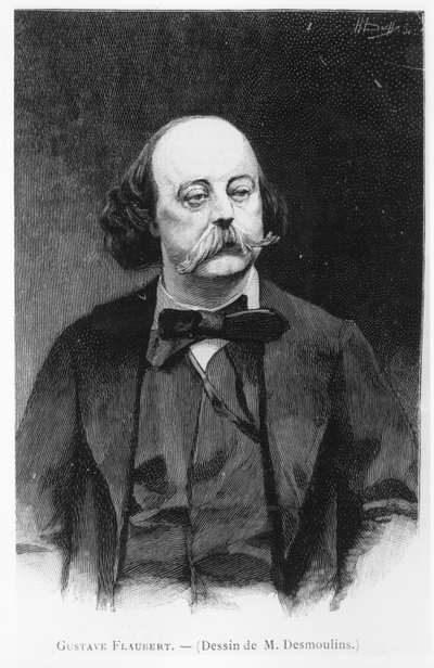 Gustave Flaubert, según un dibujo de M. Desmoulins, grabado por Henri Dochy (siglo XIX) de French School