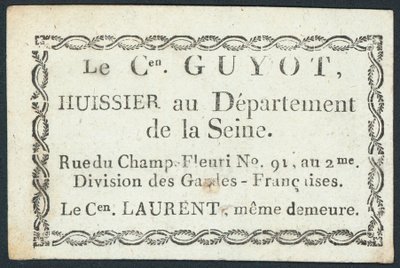Guyot, alguacil, tarjeta comercial de French School