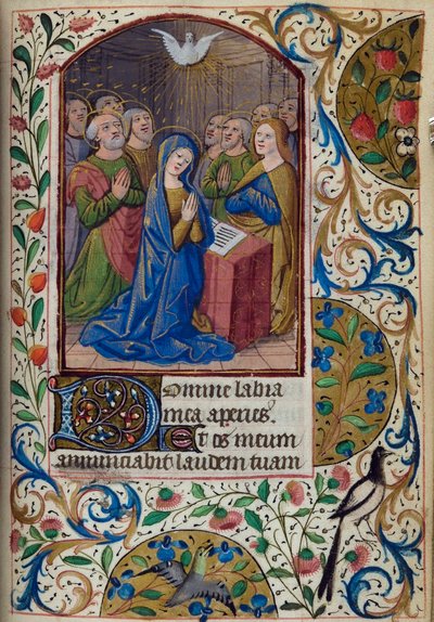 H/L-3-3 fol. 104r Pentecostés, del Libro de Horas, Uso de París, mediados del siglo XV de French School
