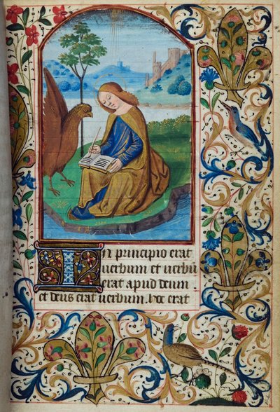 H/L-3-3 fol. 14r San Juan Evangelista, del Libro de Horas, Uso de París, mediados del siglo XV de French School