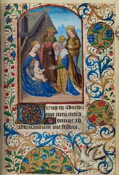 Adoración de los Magos, del Libro de Horas, Uso de París, mediados del siglo XV de French School