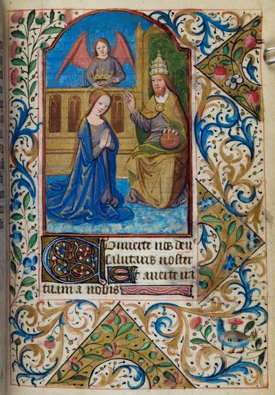 H/L-3-3 fol. 80r Coronación de la Virgen, del Libro de Horas, Uso de París, mediados del siglo XV de French School