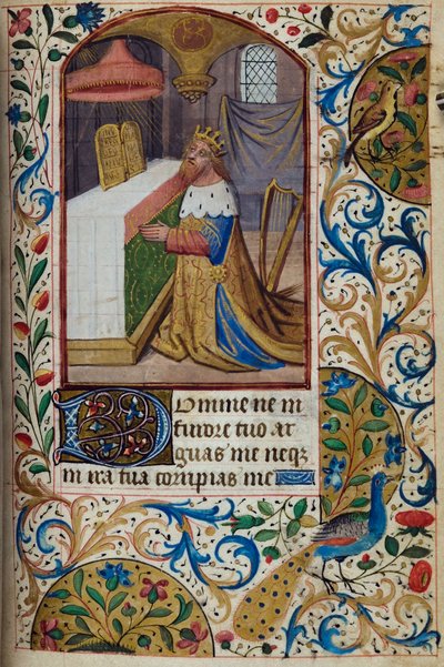H/L-3-3 fol. 85r Rey David, del Libro de Horas, Uso de París, mediados del siglo XV de French School