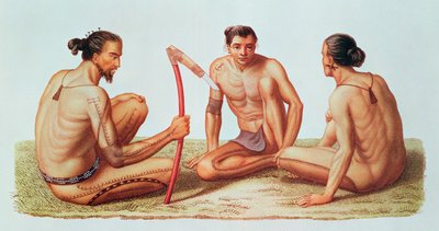 Habitantes de la isla de Oualan en el archipiélago de las Islas Carolinas de French School