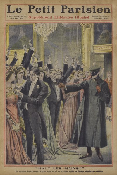 ¡Manos arriba! Un ladrón audaz despojando a los invitados de un baile de sociedad en Chicago de sus joyas de French School