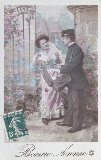 Tarjeta postal de Feliz Año Nuevo, principios del siglo XX de French School