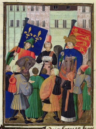 Harl 4379 f.182v Proclamación de una tregua entre Inglaterra y Francia de French School