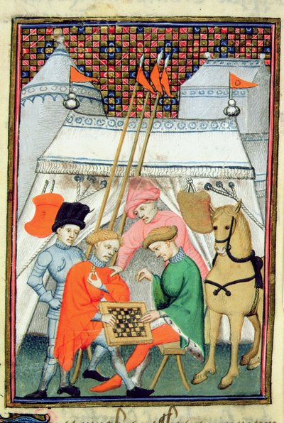 Harley 4431 f.133 Ulises jugando al ajedrez, copia parisina, c.1410-15 (vitela) de French School