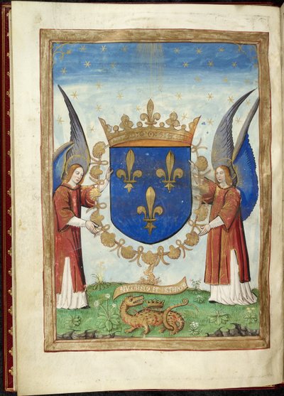 Harley 4939f. 6v, página Armorial de la Historia de las Guerras de los Romanos