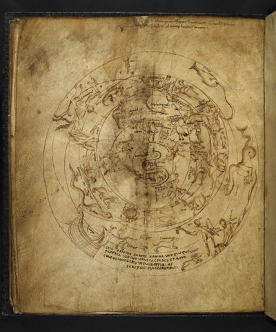 Harley 647 f.21v Diagrama de los hemisferios norte y sur, de 