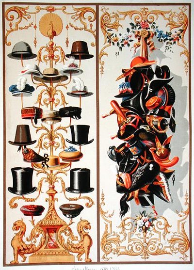 Sombreros, lámina de un manual de instrucción para artistas comerciales de French School
