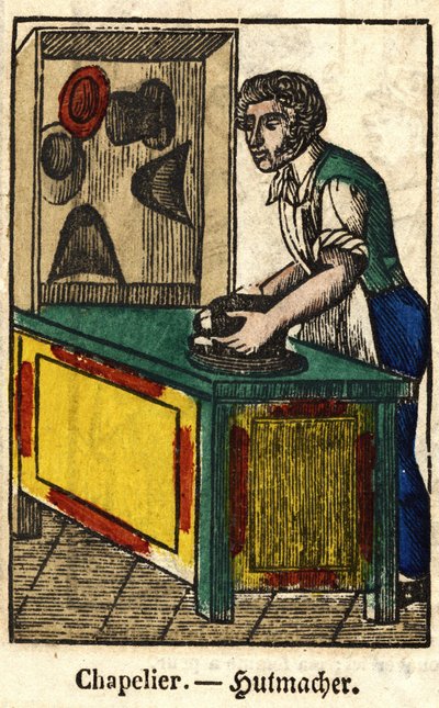 Sombrerero; Serie sobre oficios, imagen de Epinal del siglo XIX de French School