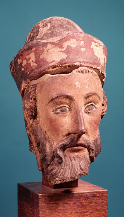 Cabeza de José de Arimatea (piedra policromada) de French School