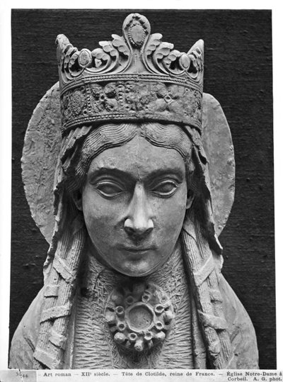 Cabeza de Santa Clotilde, de la iglesia Notre-Dame de Corbeil (detalle) de French School