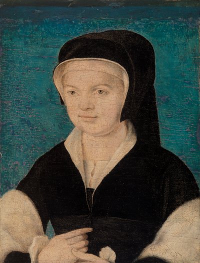 Cabeza de una mujer sobre fondo azul de French School