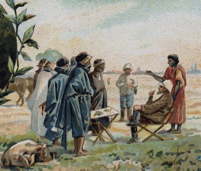 Henri Duveyrier, geógrafo y viajero francés (1840-1892), hablando con los Tuareg de Azgar (Sahara argelino) de French School