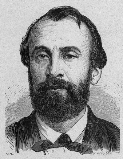 Henri Giffard (1825-1882) inventor francés del aerostato de vapor, grabado de French School