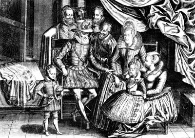 Enrique IV (1553-1610) Rey de Francia con su familia y sus consejeros de French School