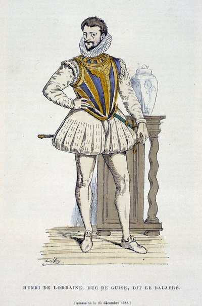 Enrique de Lorena, Duque de Guisa, llamado el Balafré (1550 - 1588) - en "Francia y los franceses a través de los siglos" de Augustin de French School