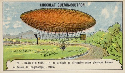 Henri de la Vaulx flotando en un dirigible sobre Longchamps durante varias horas de French School