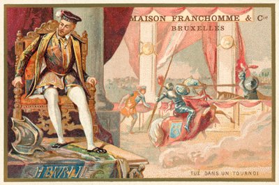 Enrique II de Francia muerto en un torneo por Gabriel Montgomery de French School
