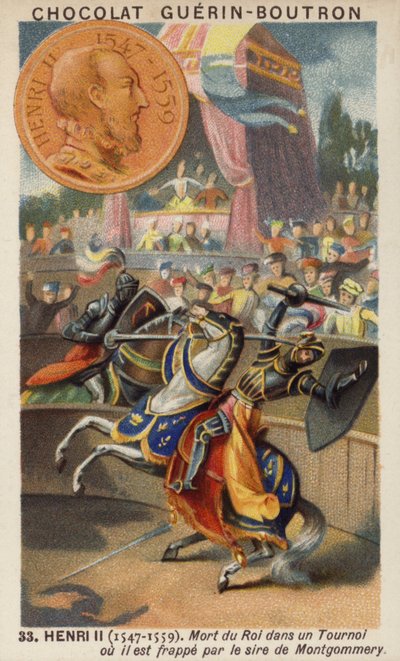 Enrique II de Francia muerto en un torneo por Gabriel Montgomery de French School
