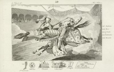 Enrique II de Francia mortalmente herido en una justa con Gabriel Montgomery, capitán de la guardia escocesa del rey, 1559 de French School
