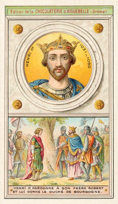 Enrique I de Francia perdona a su hermano Roberto y le concede el Ducado de Borgoña de French School