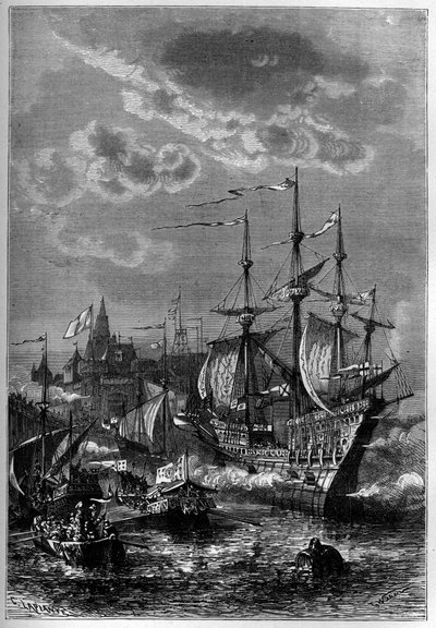Enrique VIII desembarca en Calais de French School