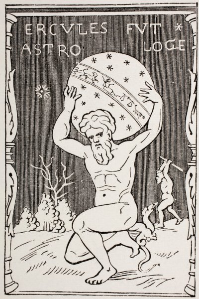 Hércules sosteniendo el mundo en su espalda mientras Atlas recoge las manzanas de las Hespérides, de 